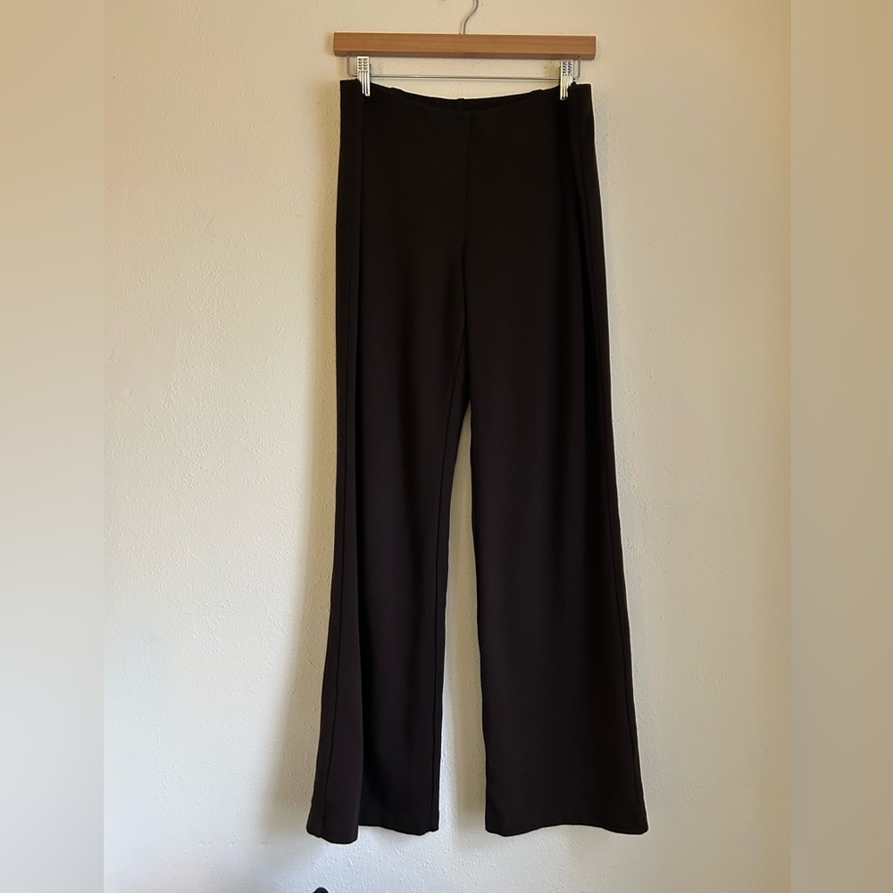 Eileen Fisher Chocolate Brown High Waisted Pull On Organic Cotton Stretch Pants